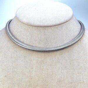 VTG FORSTNER Sterling Silver 6mm Oval Snake Omega Chain Flexible Choker 14"